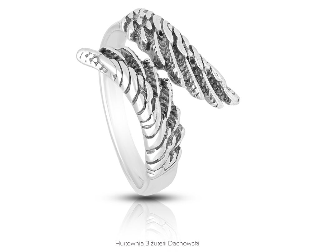 Pierścionek srebrny skrzydła regulowany pr.925