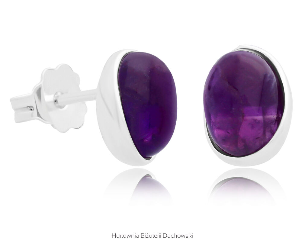 Kolczyki srebrne z naturalnym ametystem pr.925