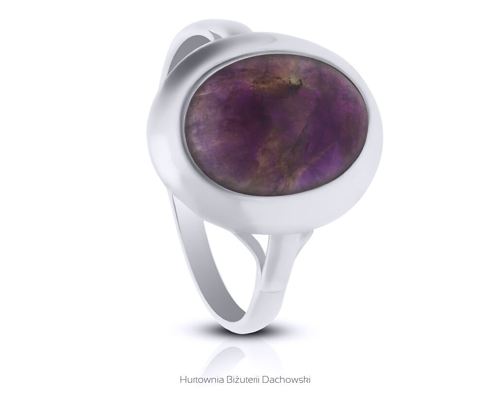 Pierścionek srebrny z naturalnym Ametystem pr.925