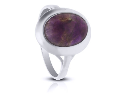 Pierścionek srebrny z naturalnym Ametystem pr.925