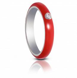 Srebrny pierścionek z czerwoną ceramiką