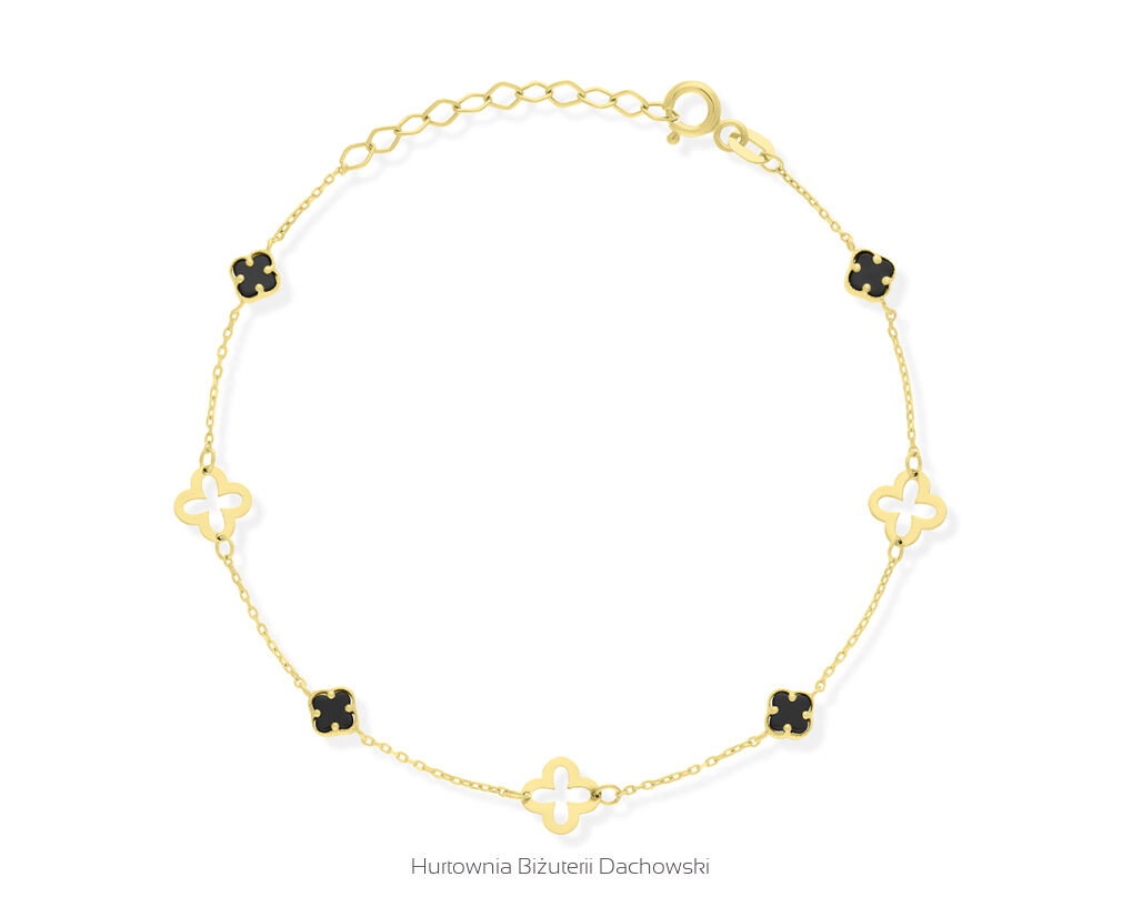 Złota bransoletka czarne onyksy pr.585