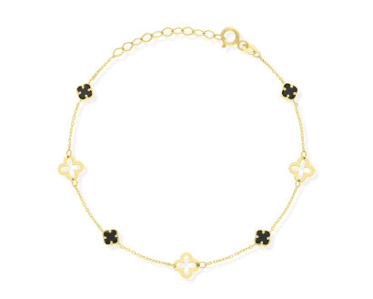 Złota bransoletka czarne onyksy pr.585