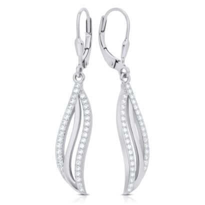 Kolczyki srebrne wiszące smukłe cyrkonie pr.925