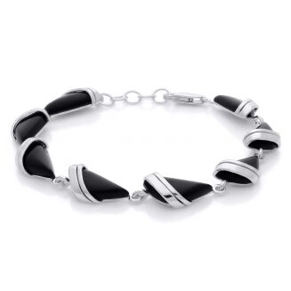 Bransoletka srebrna 925 z czarnym onyksem łezka - 3