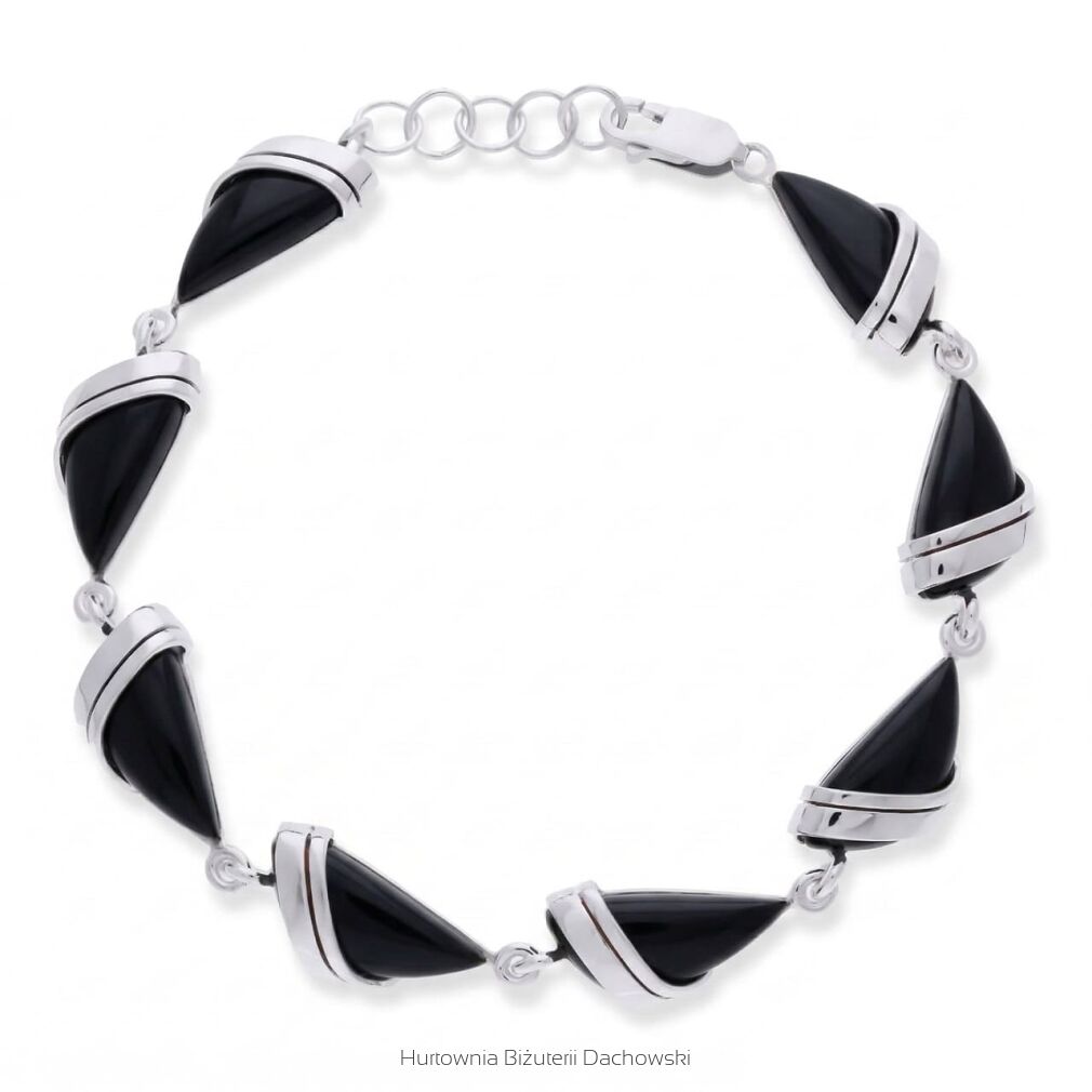 Bransoletka srebrna 925 z czarnym onyksem łezka