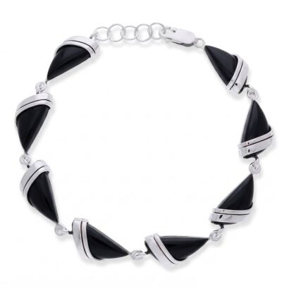 Bransoletka srebrna 925 z czarnym onyksem łezka