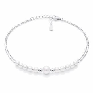Bransoletka srebrna 925 z białymi perłami - 3