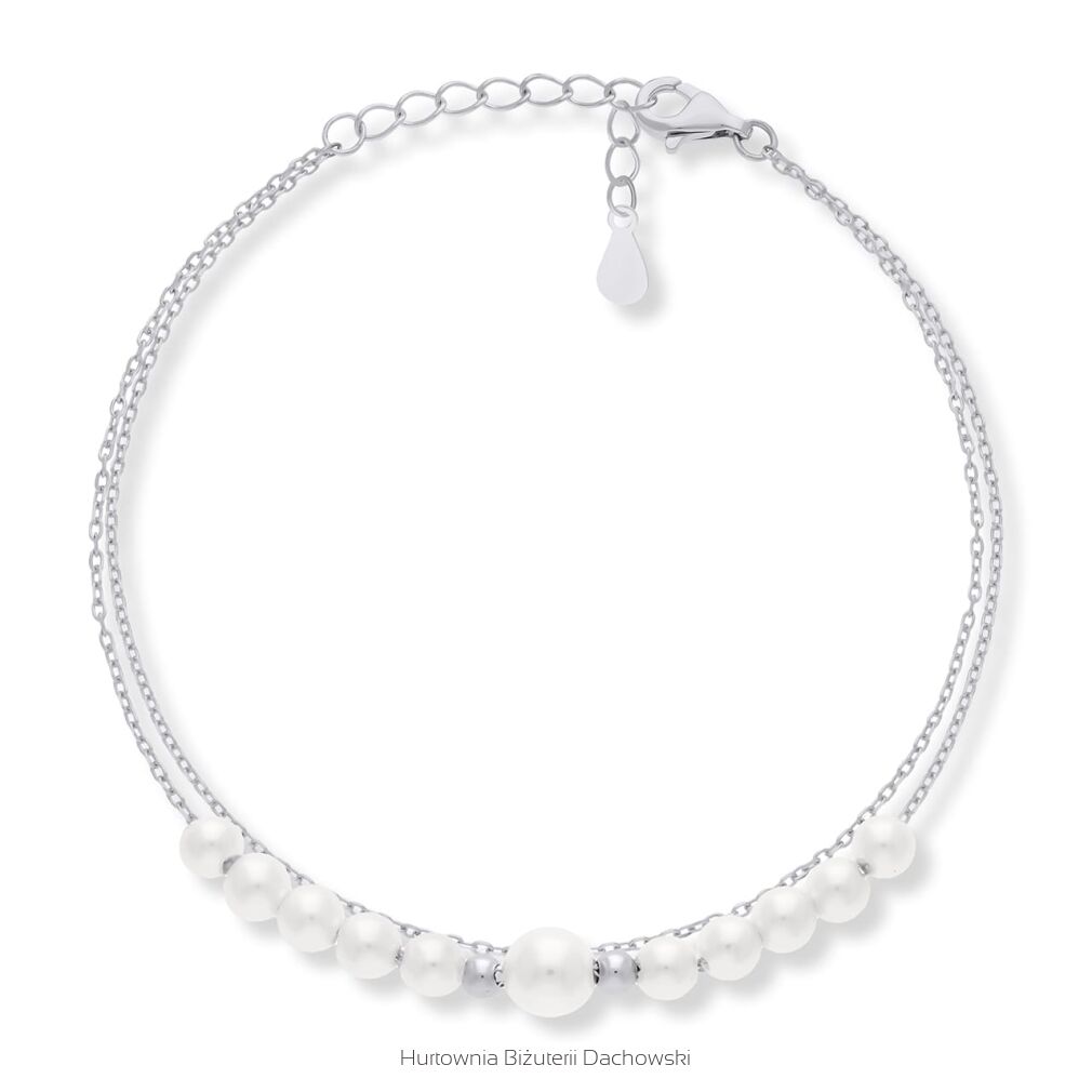 Bransoletka srebrna 925 z białymi perłami