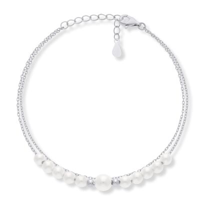 Bransoletka srebrna 925 z białymi perłami