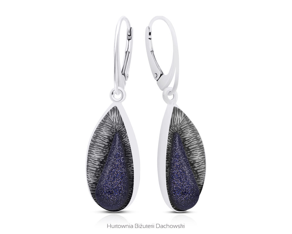 Kolczyki srebrne wiszące z Nocą Kairu pr.925