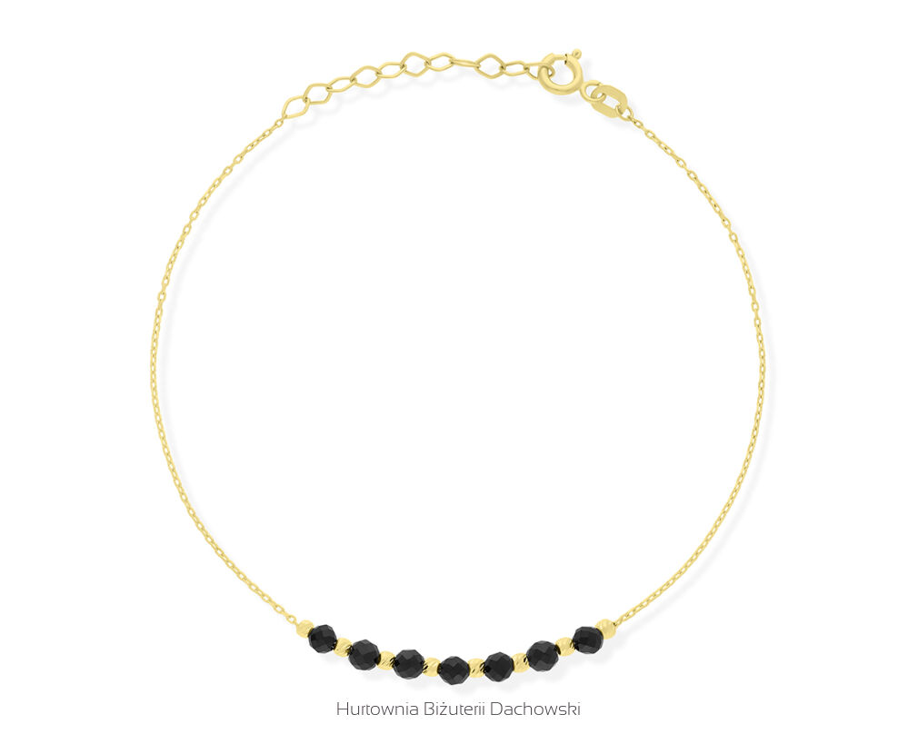 Złota bransoletka z czarnymi cyrkoniami pr.585