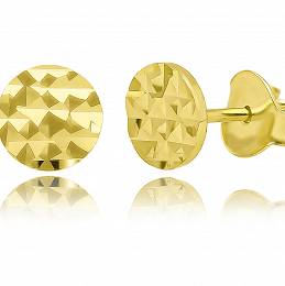 Złote kolczyki diamentowane sztyfty okrągłe