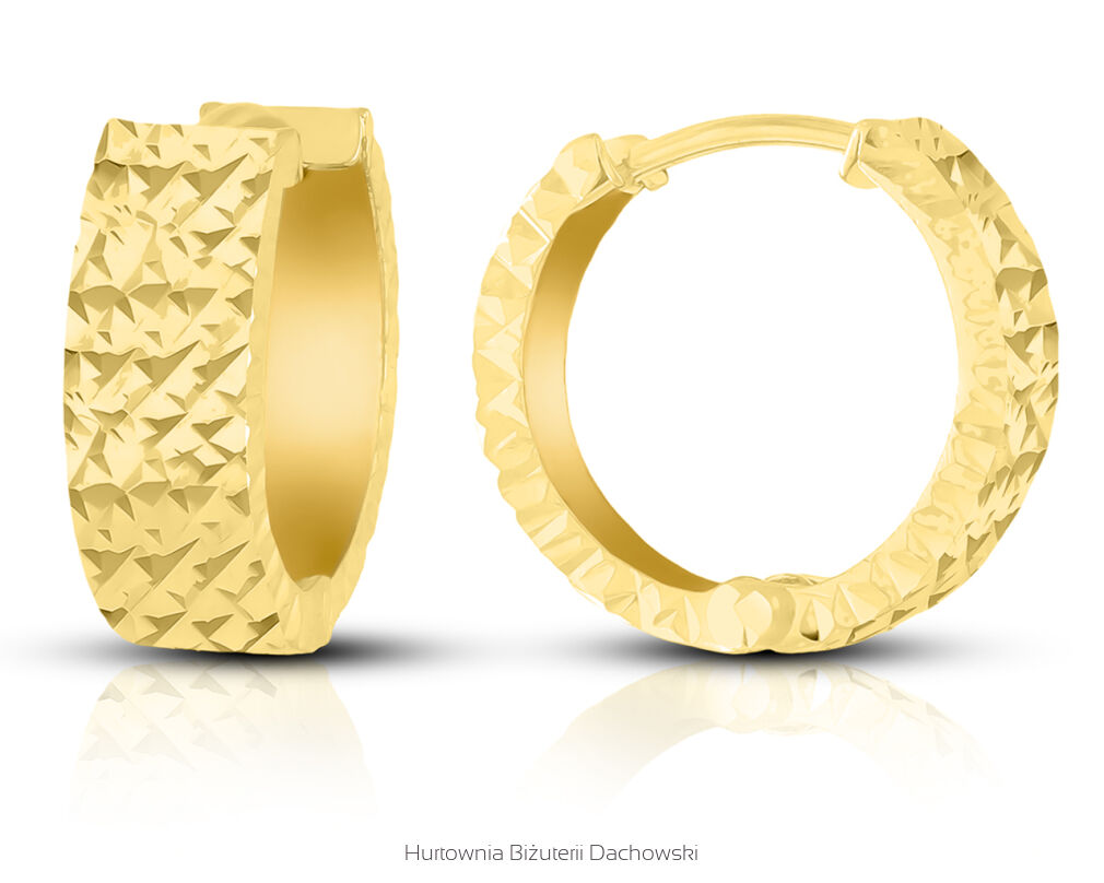 Złote kolczyki koła szerokie diamentowane pr.585