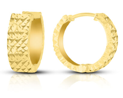 Złote kolczyki koła szerokie diamentowane pr.585