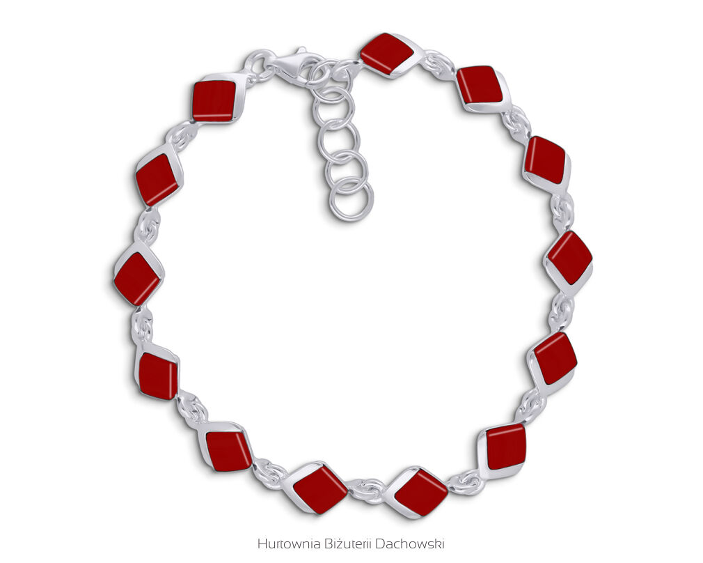 Bransoletka srebrna z czerwonym koralem pr.925