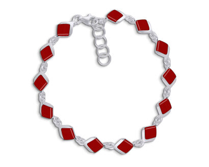 Bransoletka srebrna z czerwonym koralem pr.925