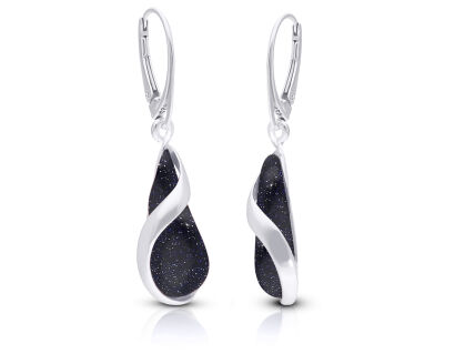 Srebrne kolczyki wiszące długie z Nocą Kairu