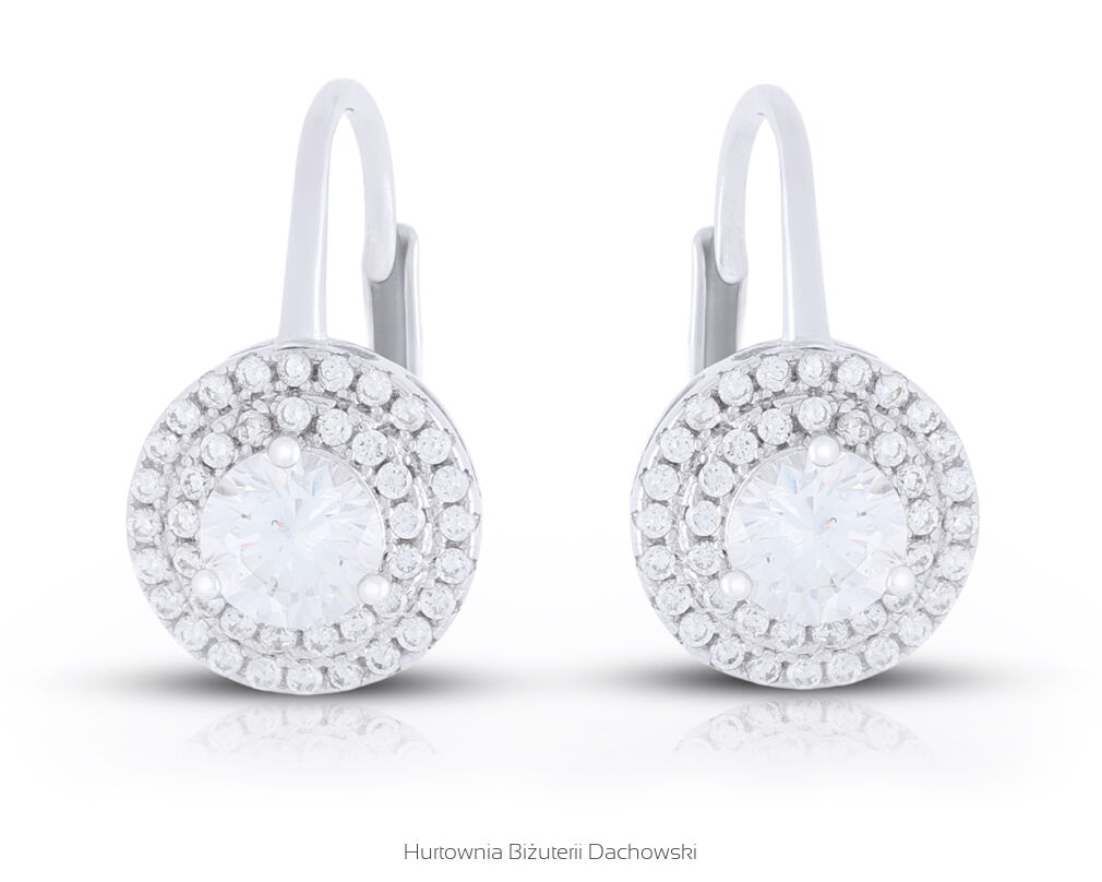 Kolczyki srebrne wiszące z cyrkoniami pr.925