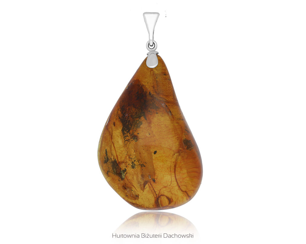 Zawieszka srebrna z naturalnym bursztynem pr.925