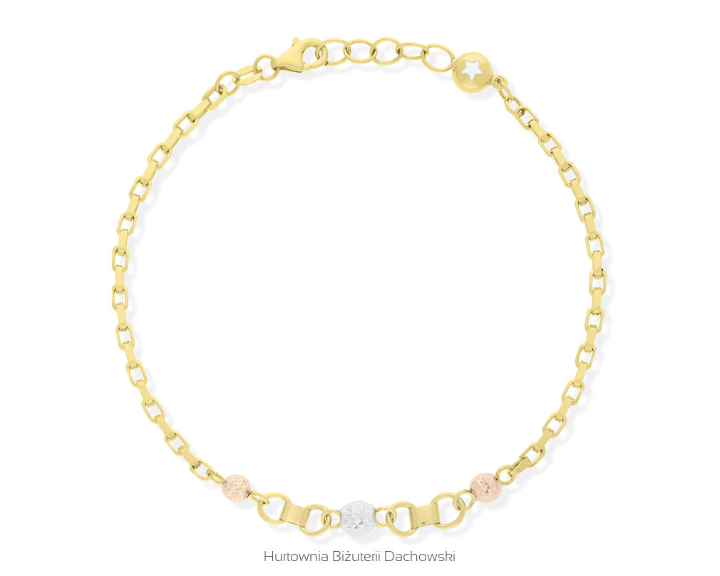 Bransoletka złota 585 błyszczące kulki