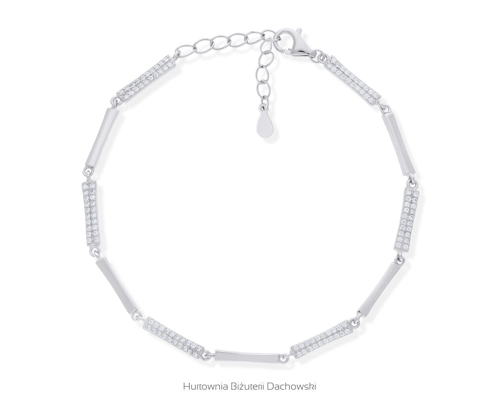 Bransoletka srebrna ozdobiona cyrkoniami pr.925