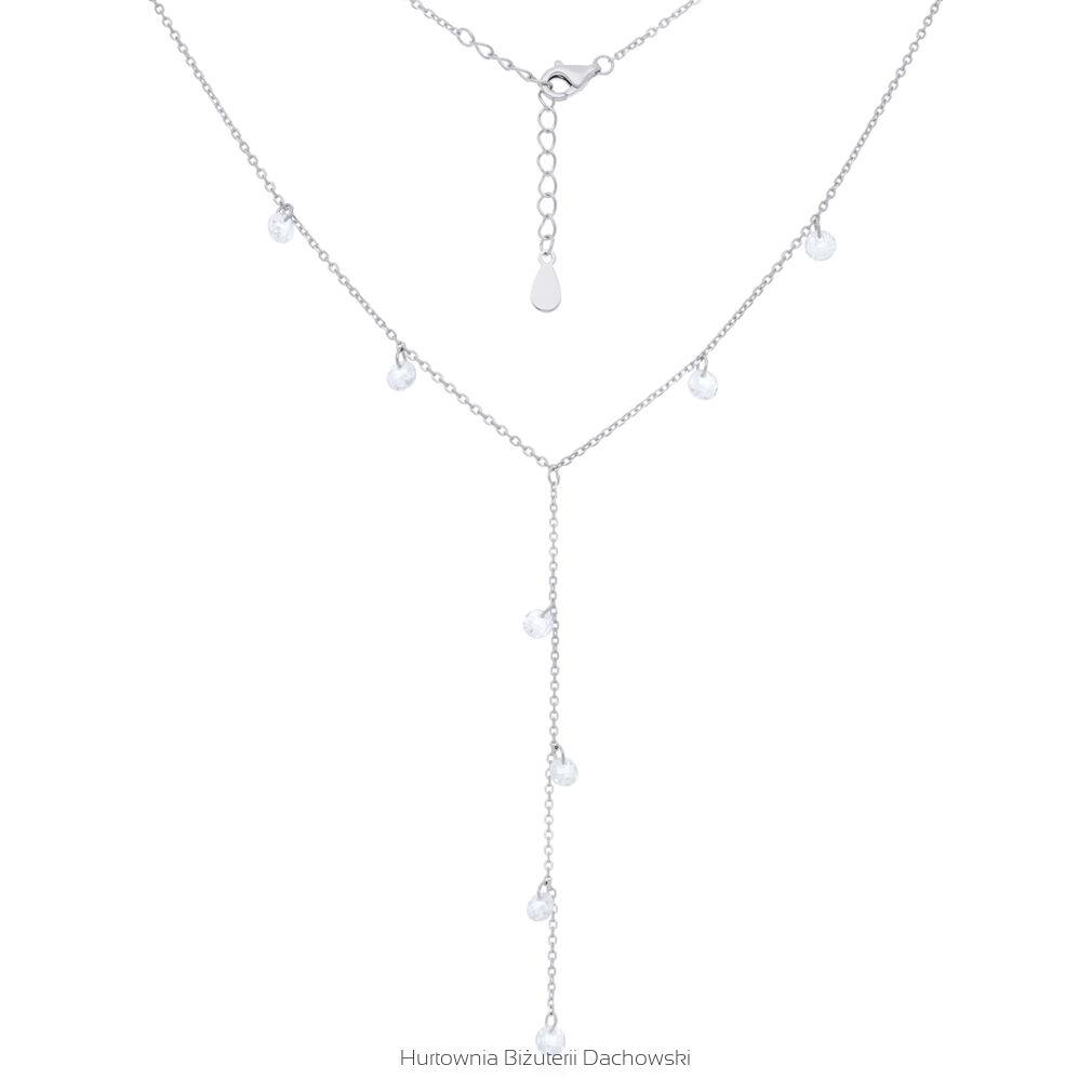 Naszyjnik srebrny krawatka wiszące cyrkonie pr.925