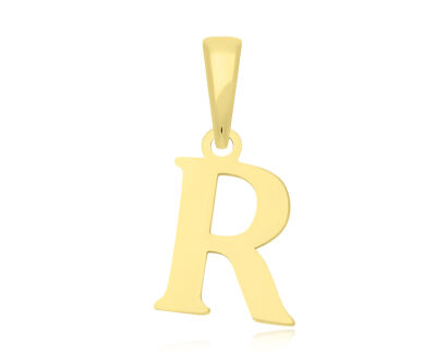 Złota literka R gładka zawieszka pr.585