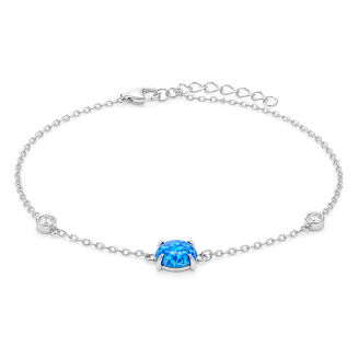 Bransoletka srebrna 925 niebieski opal cyrkonie - 3