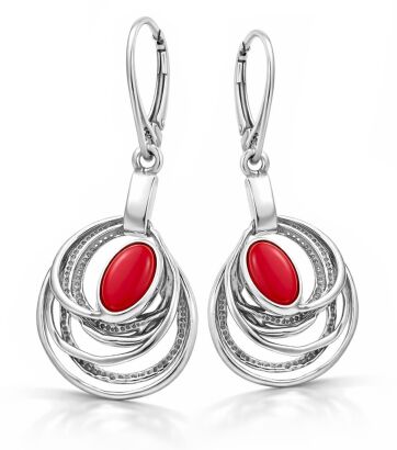 Kolczyki srebrne 925 z koralem wiszące