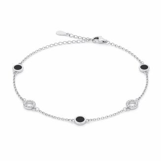 Bransoletka srebrna 925 czarne koła z cyrkoniami - 3