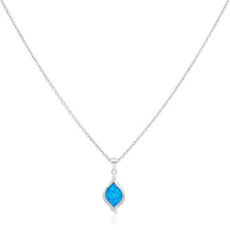 Zawieszka srebro 925 niebieski opal z cyrkoniami - 3