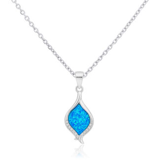 Zawieszka srebro 925 niebieski opal z cyrkoniami - 4