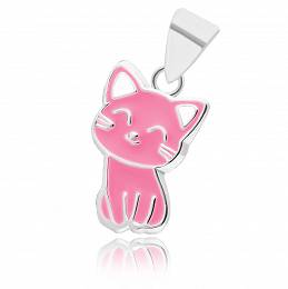 Zawieszka srebrna z różowym kotkiem