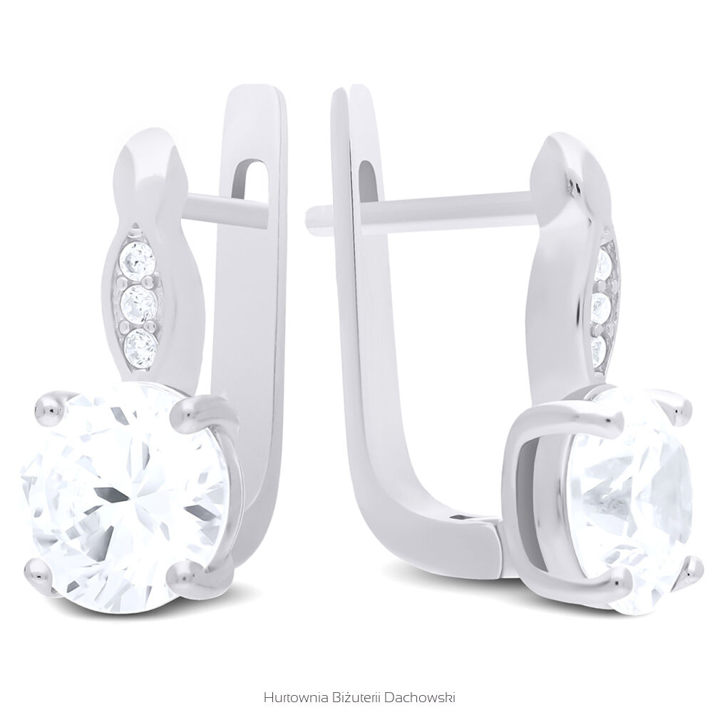 Kolczyki srebrne 925 z dużą cyrkonią angielskie