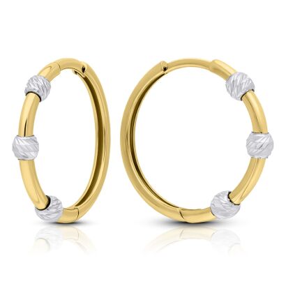 Kolczyki złote 585 koła z diamentowanymi kulkami