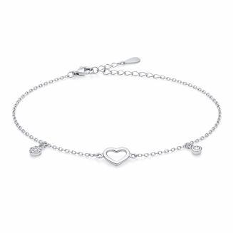 Bransoletka srebrna 925 serce cyrkonie - 3
