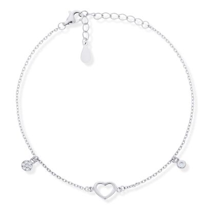 Bransoletka srebrna 925 serce cyrkonie