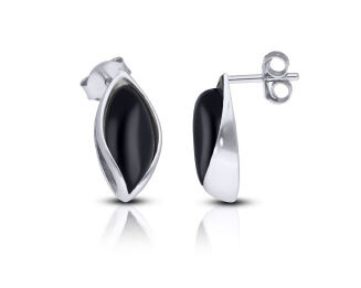 Kolczyki srebrne sztyfty z czarnym onyksem - 2