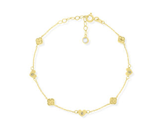 Złota bransoletka serca i koniczyny pr.585 - 2