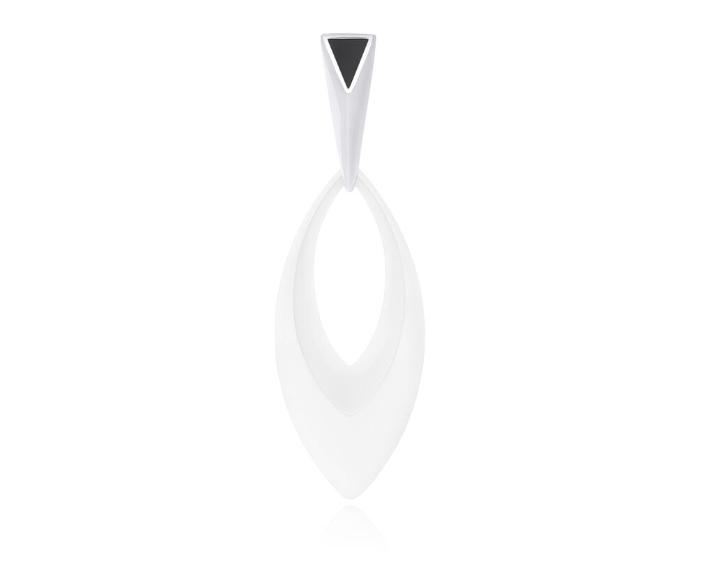 Zawieszka srebrna z białą ceramiką