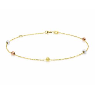 Bransoletka złota 585 kuleczki tricolor - 3