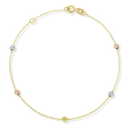 Bransoletka złota 585 kuleczki tricolor