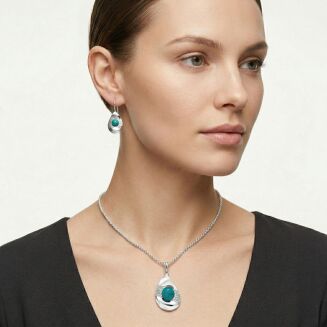 Zawieszka srebrna 925 łezka z chryzokolą - 2