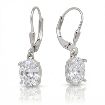 Wiszące kolczyki srebrne 925 z owalną cyrkonią