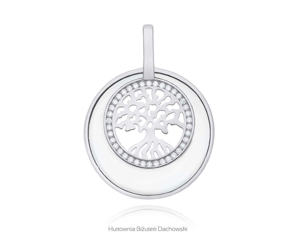 Zawieszka srebrna drzewko masa perłowa