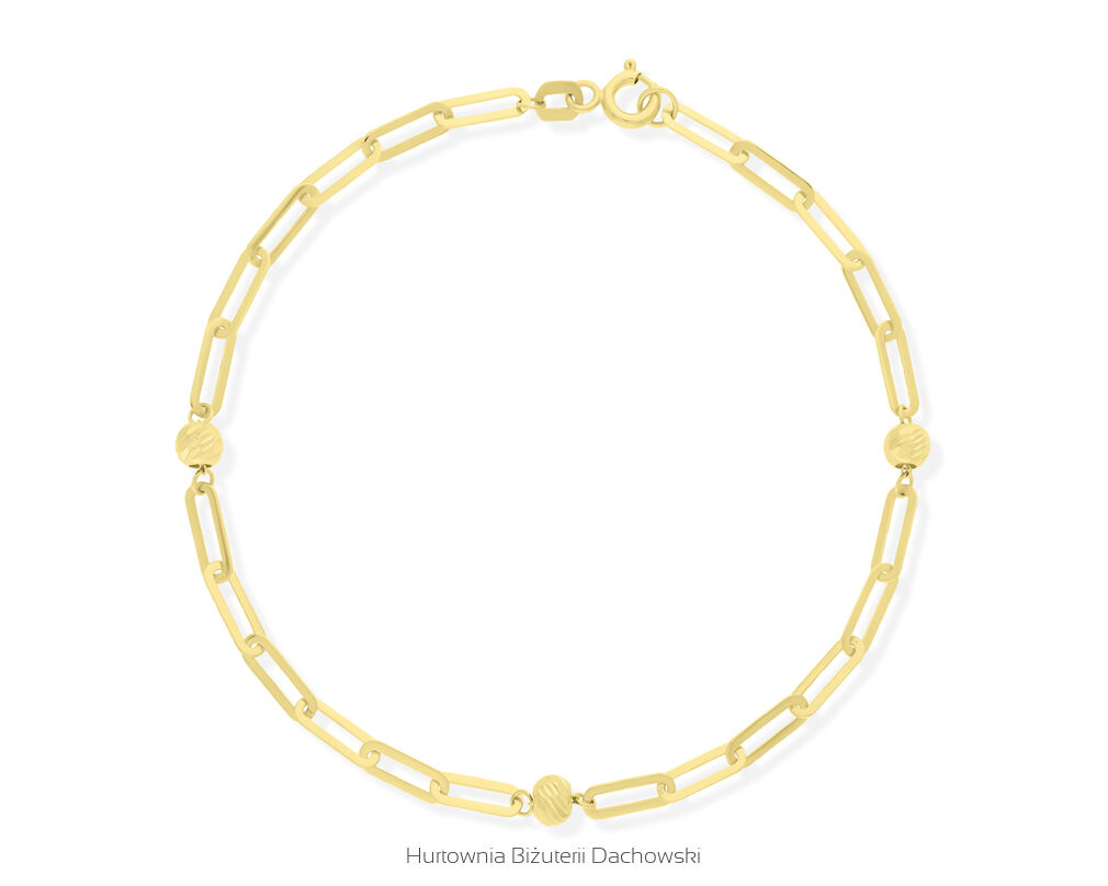 Bransoletka złota 585 diamentowane kulki