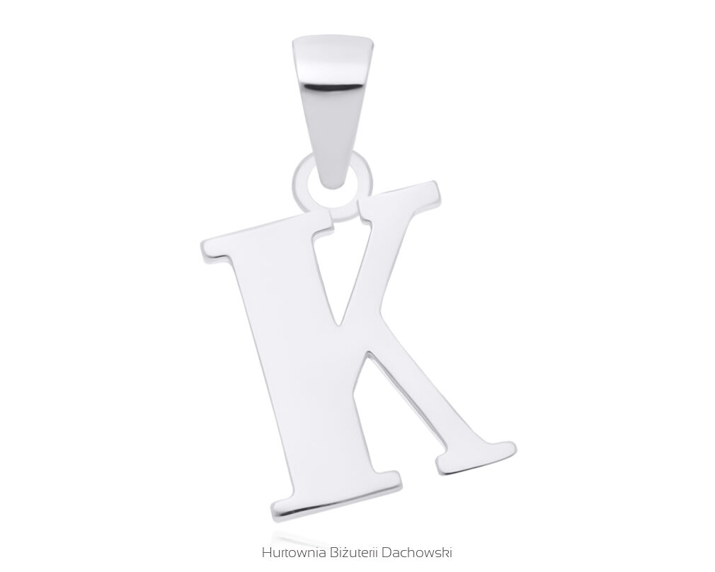 Srebrna literka K gładka zawieszka pr.925