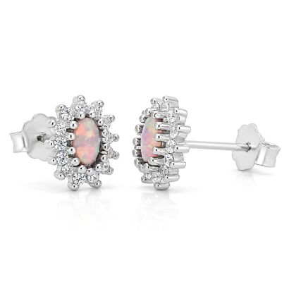 Kolczyki srebro 925 opal z cyrkoniami