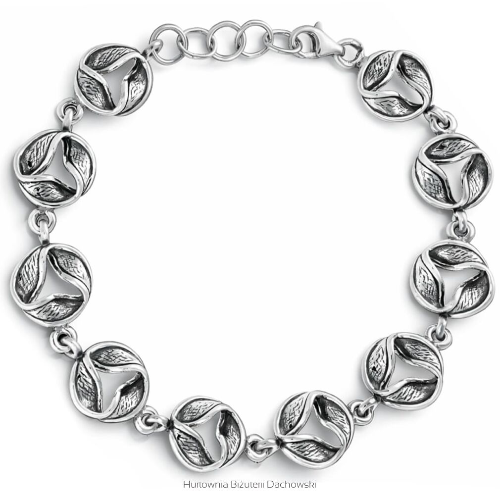 Bransoletka srebrna 925 z motywem trójlistnym
